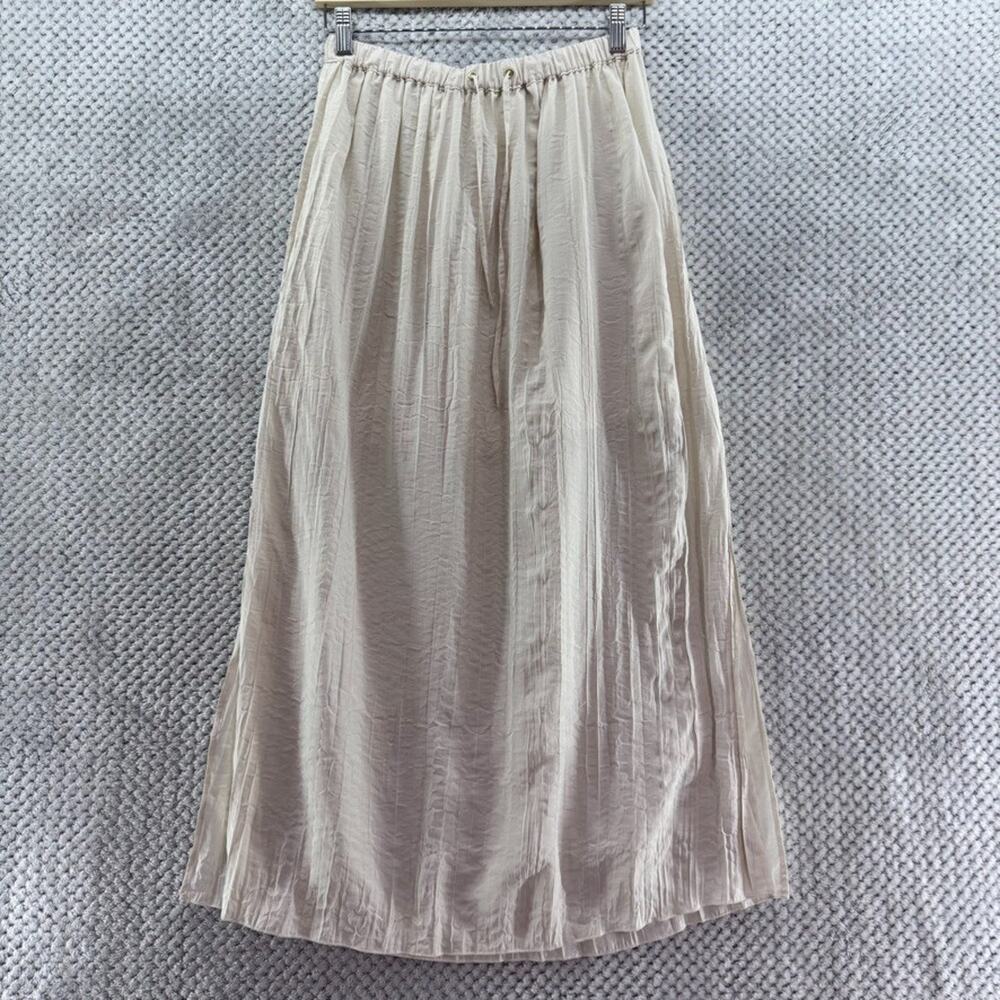 J Crew Skirt Womens XS Cream Maxi Pull On Elastic Waist Side Slit Half Lined